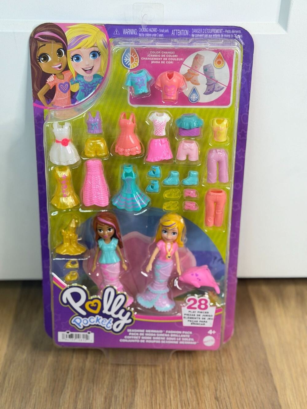 Polly Pocket Seashine Mermaid Fashion Pack With 28 Play Pieces Color Change Feat
